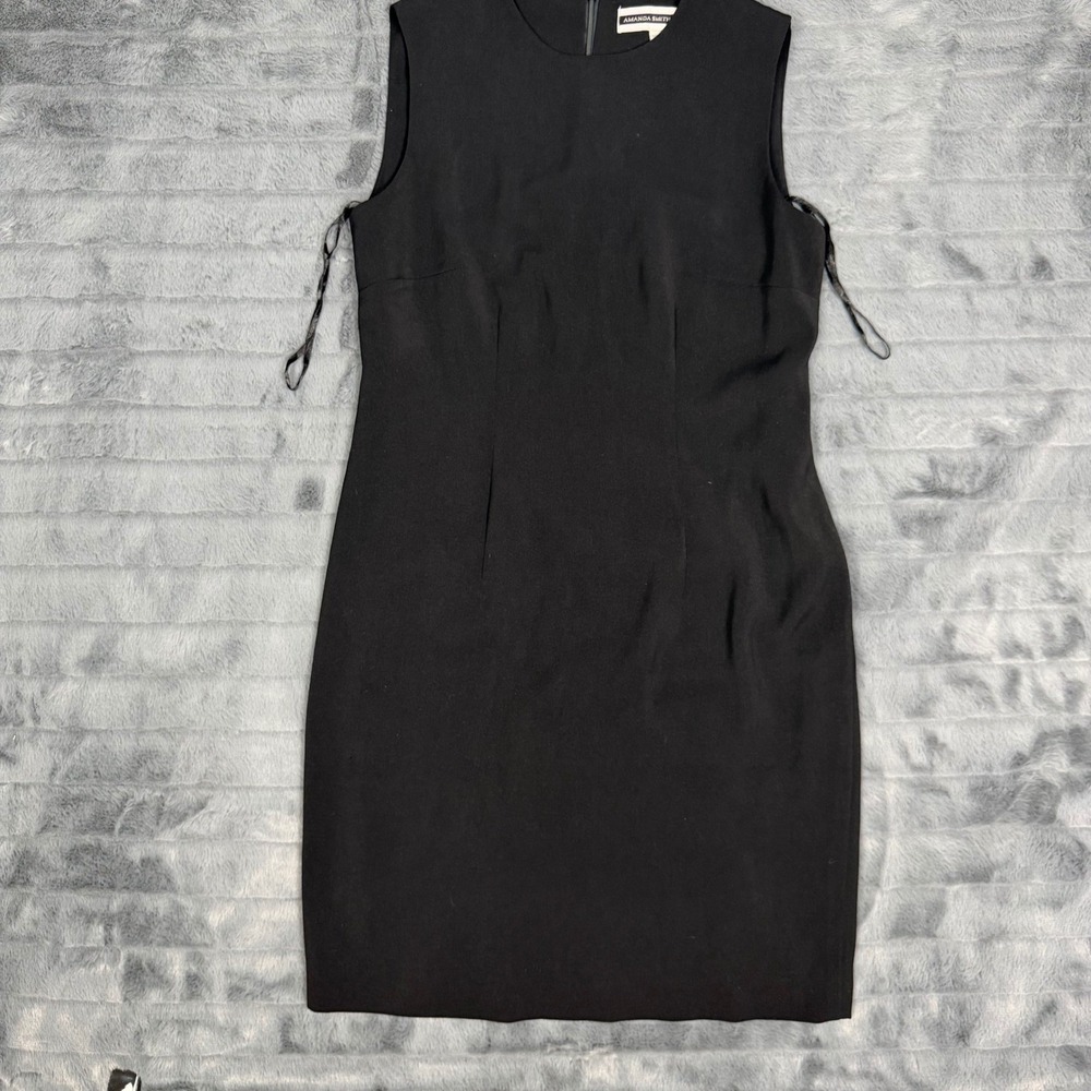 Amanda Smith Petites Black Sleeveless Sheath Dress Size 6P Career Workwear 6875